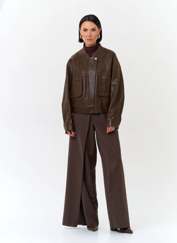 Женская куртка бомбер из натуральной кожи