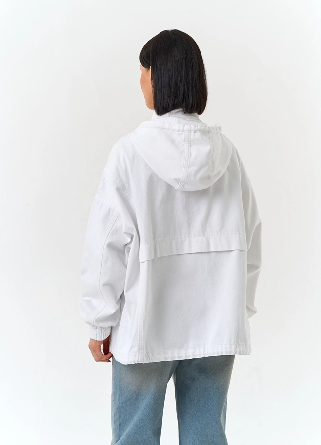 Женская джинсовая куртка с капюшоном модель № 33126 универмаг малина