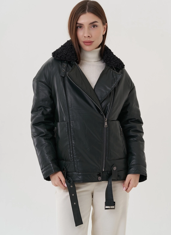 Косуха утепленная из экокожи с отделкой из экомеха