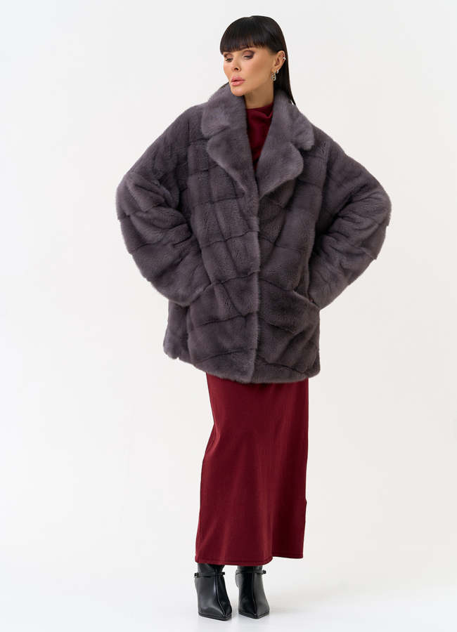 Шуба из меха норки с английским воротником модель № 31649 в кредит