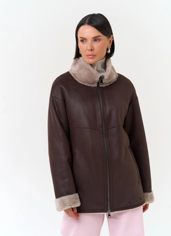 Женская дубленка из эко замши