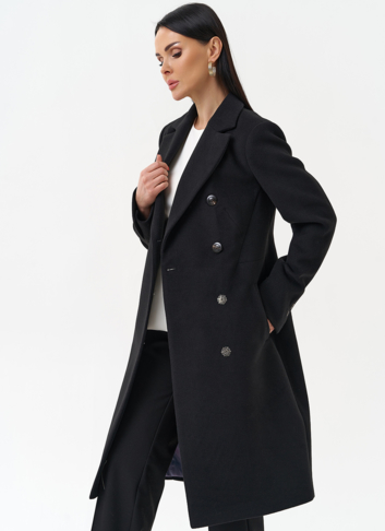 Женское двубортное пальто с поясом