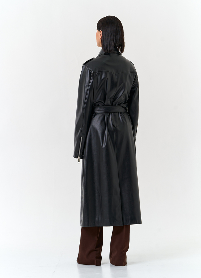 фото Женский длинный плащ из эко кожи  модель № 27166