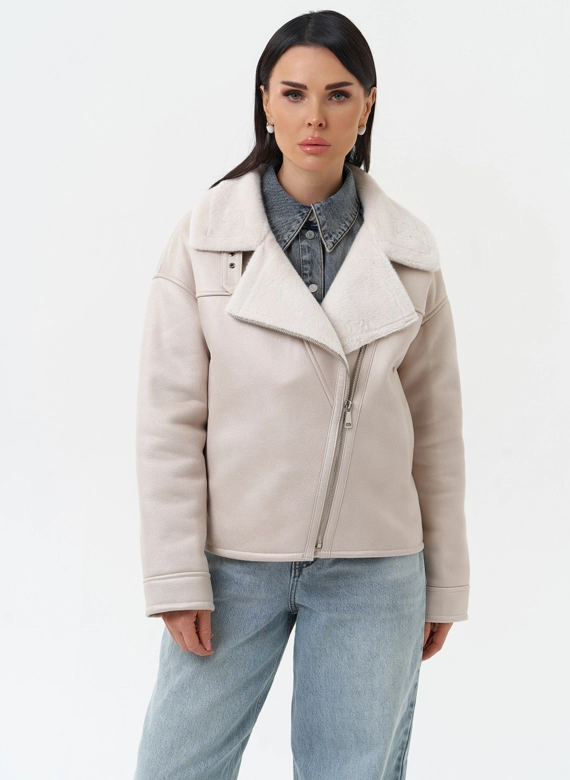 Короткая дубленка из эко замши
