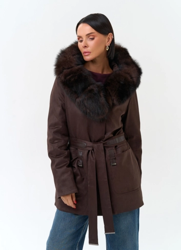 Женская куртка из эко замши фото