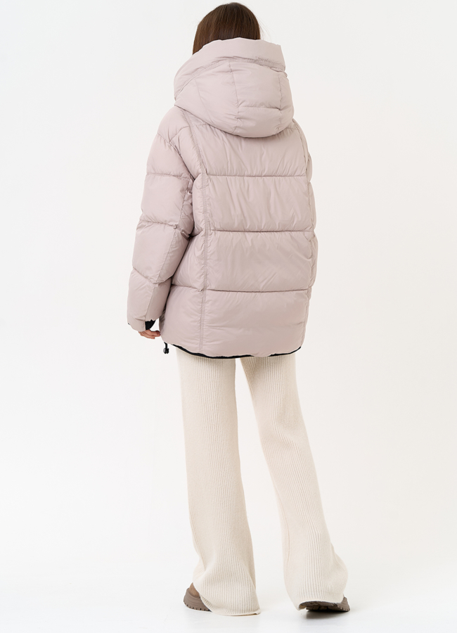 Двухсторонний женский пуховик с капюшоном модель № 31596 в рассрочку
