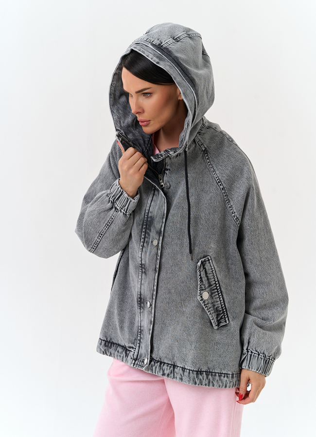 Женская джинсовая куртка с капюшоном модель № 33131 универмаг малина
