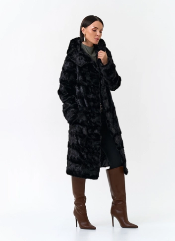 Шуба из меха норки с капюшоном фото