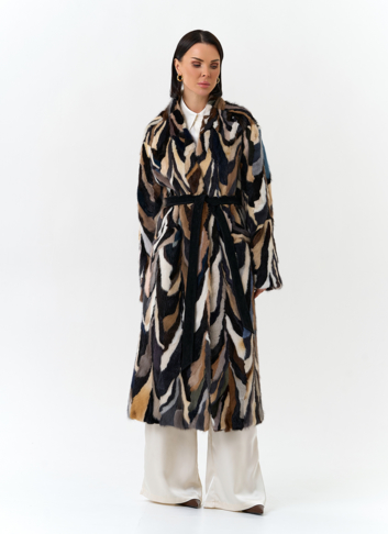 Шуба из норки в стиле пэчворк