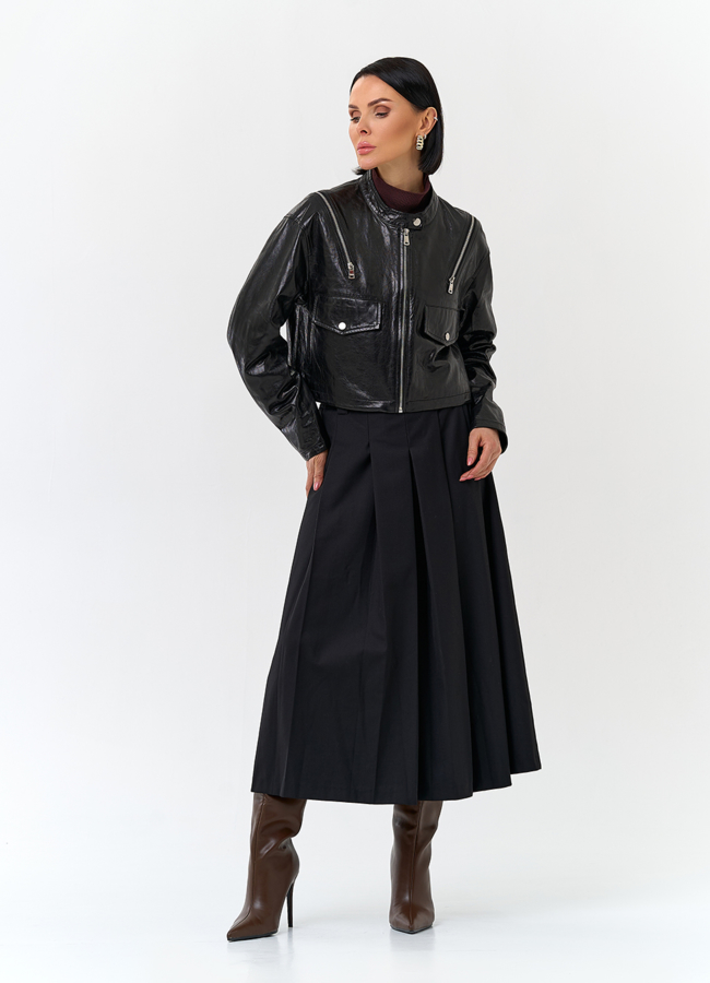 Куртка из натуральной кожи с декоративными молниями модель № 32844 в рассрочку