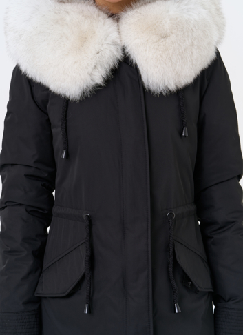 Женская парка с капюшоном из меха песца