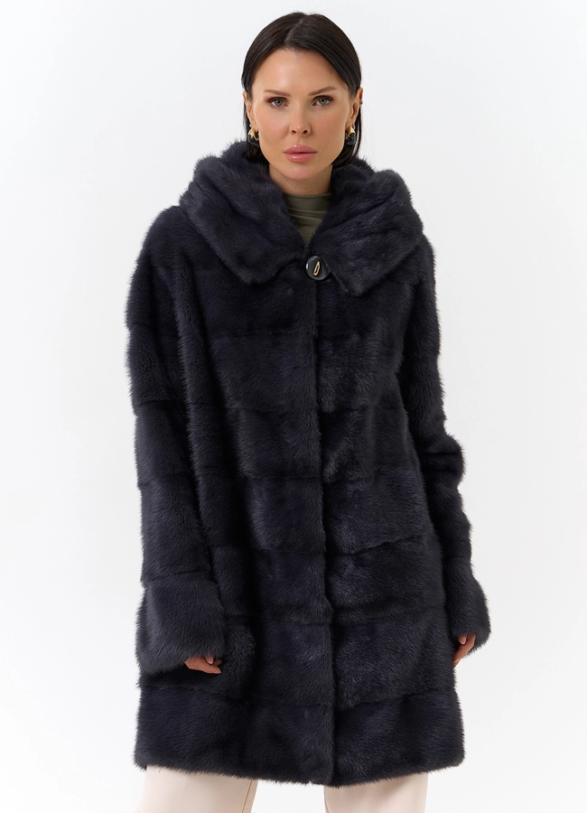 Норковая шуба трансформер с капюшоном модель № 24956 меха малина