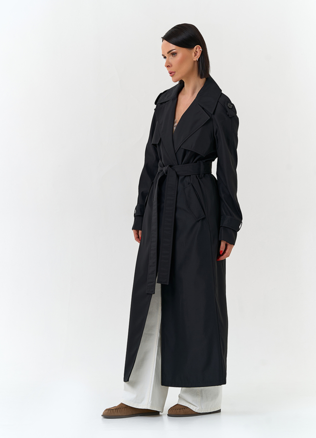 Женский длинный плащ с поясом модель № 33112 универмаг малина