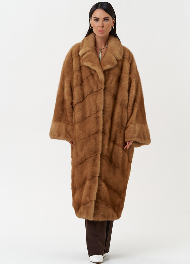 Женская шуба из меха норки с английским воротником модель № 31861 универмаг малина