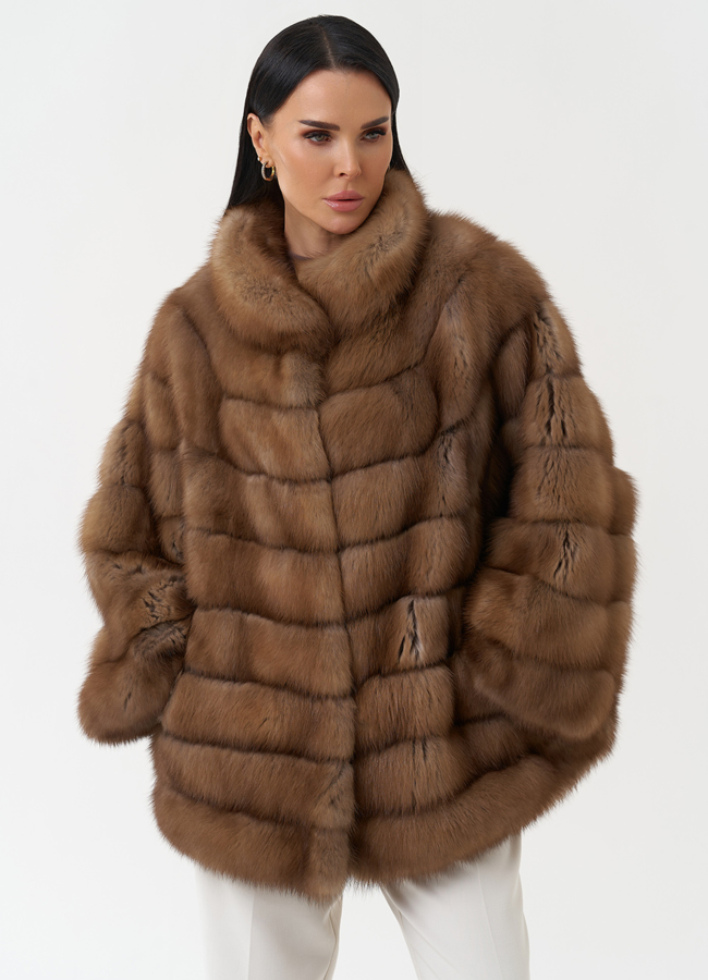 Шуба из куницы с воротником стойка модель № 30477 универмаг малина