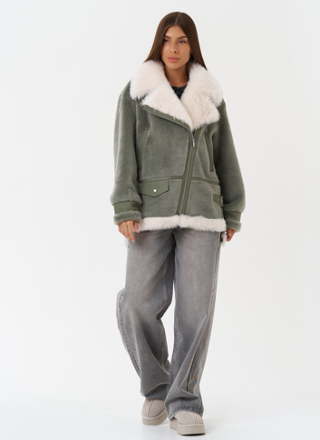 Эко дубленка с английским воротником