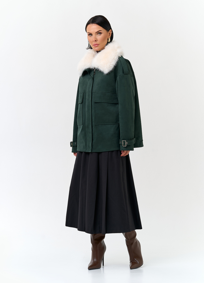 Женская куртка из эко замши с отделкой из эко меха модель № 32795 универмаг малина