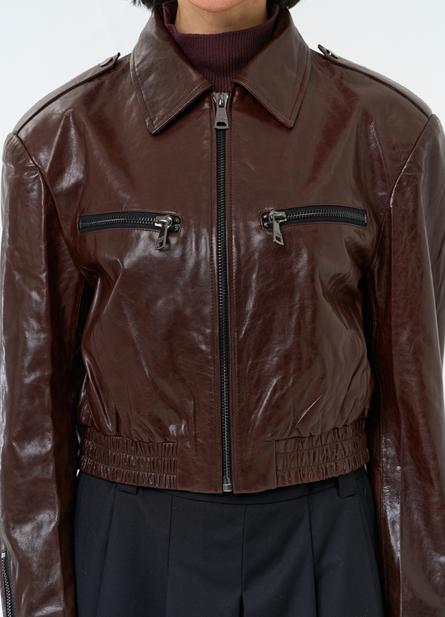 Короткая куртка из натуральной кожи модель № 32847 универмаг малина