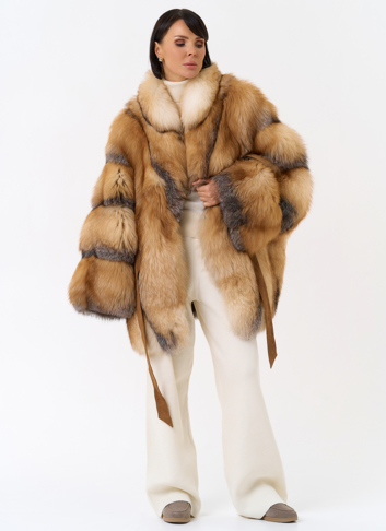 Шуба из лисы свободного кроя