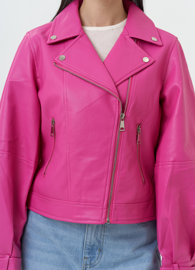 Куртка косуха из эко кожи розового цвета модель № 30306 универмаг малина