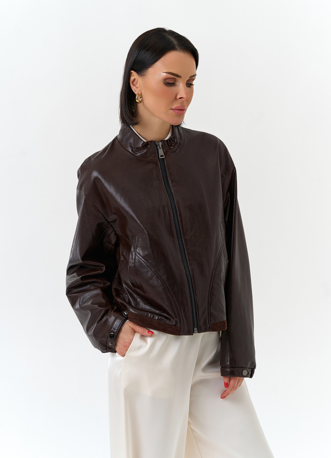 Женская короткая куртка из натуральной кожи модель № 32539 универмаг малина