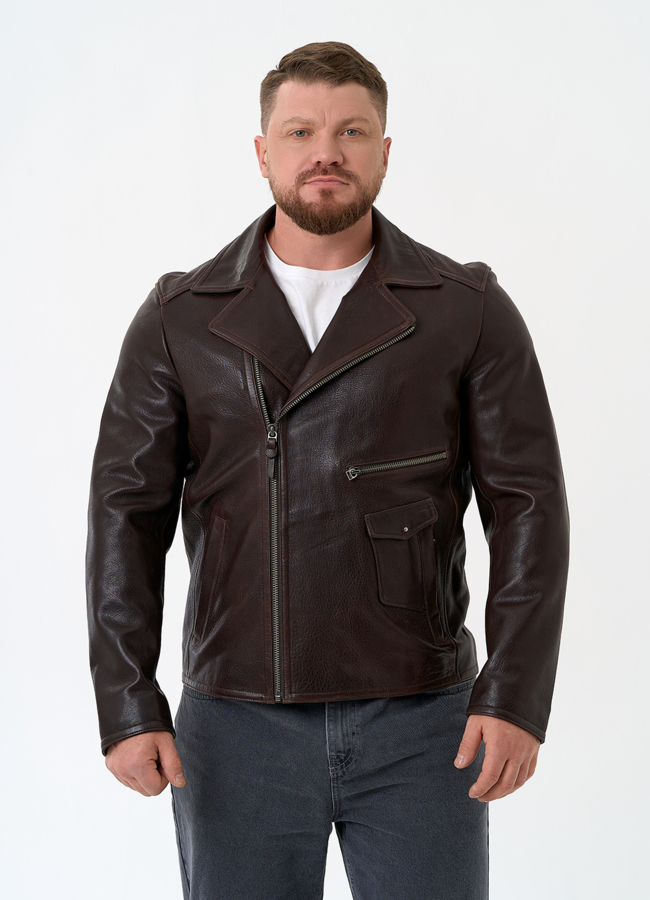 Мужская куртка косуха из натуральной кожи модель № 32863 универмаг малина