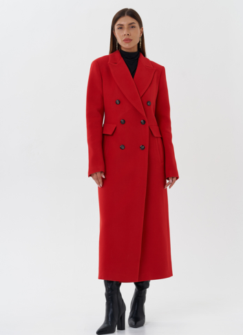 Двубортное пальто с английским воротником