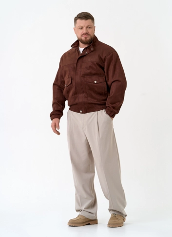 Мужская куртка бомбер из эко замши