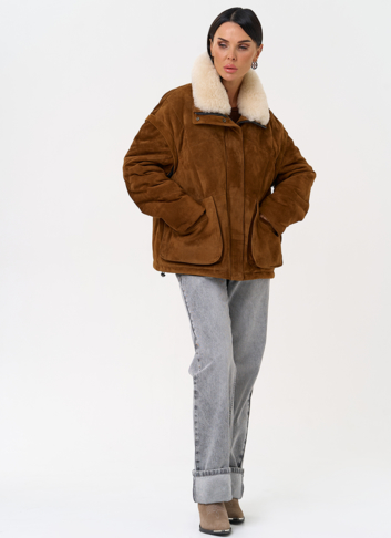 Пуховик - трансформер из натуральной замши