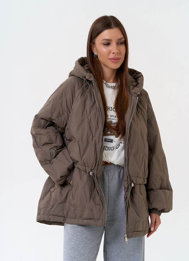 Женская куртка в коричневом цвете с капюшоном модель № 31391 универмаг малина