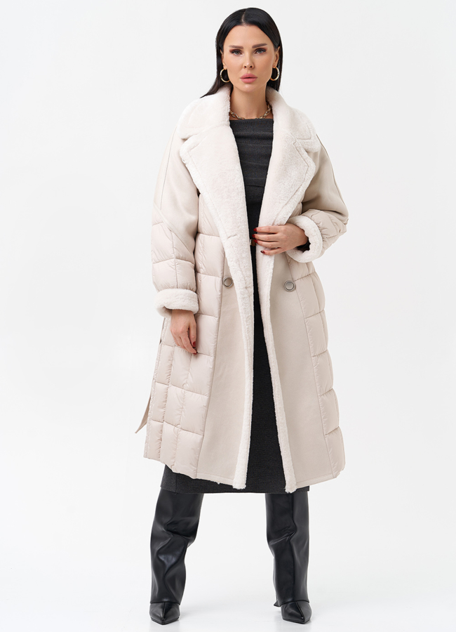 Комбинированный женский пуховик  модель № 27735 универмаг малина