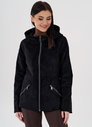 Куртка из эко замши с капюшоном