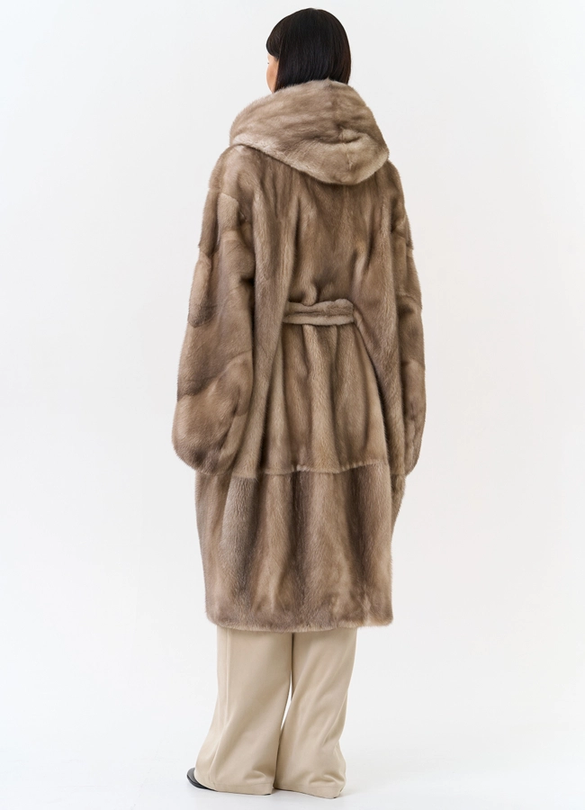 фото Женская шуба из меха норки с капюшоном модель № 30673 фото