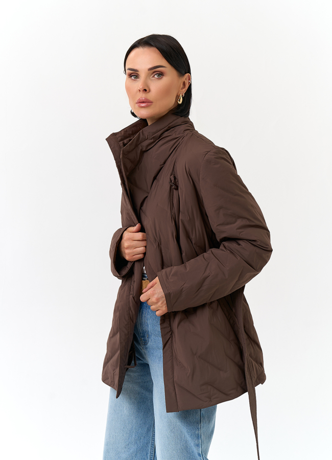 Женская куртка с поясом модель № 32833 универмаг малина