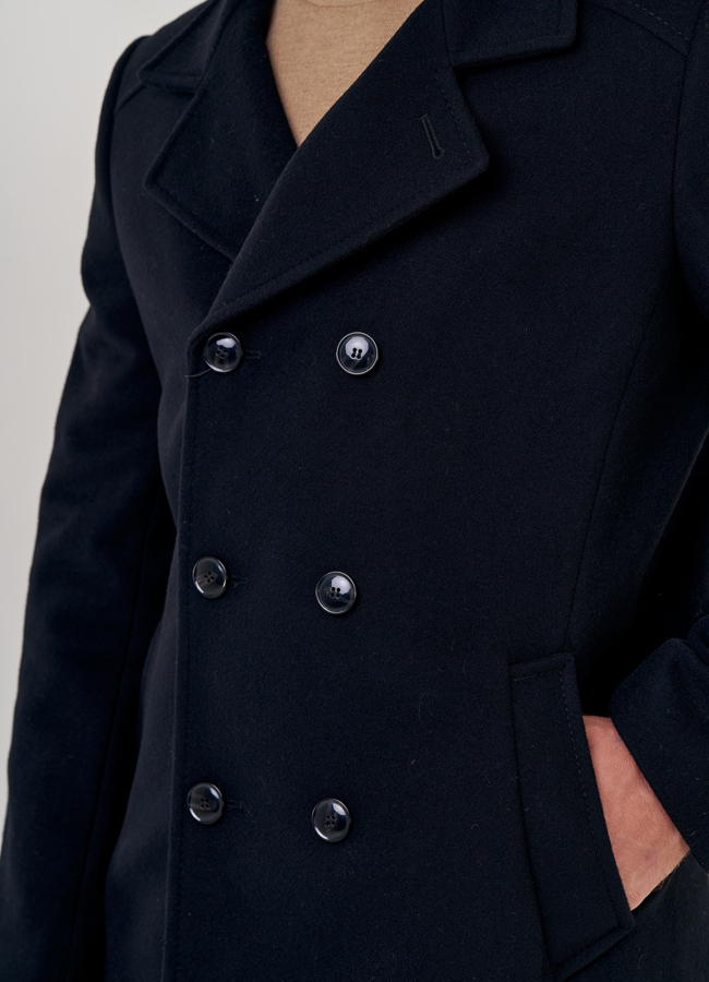 Мужское двубортное пальто  модель № 23217 в кредит