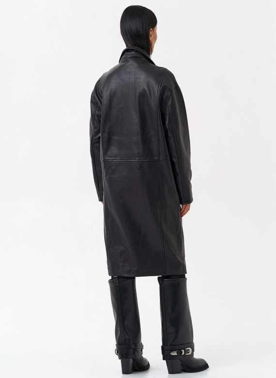 Плащ женский длинный из натуральной кожи