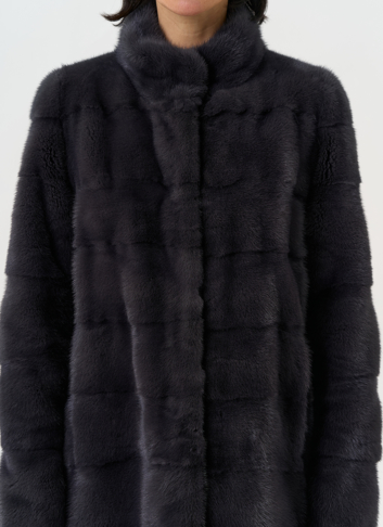 Норковая шуба трансформер, поперечная со стойкой