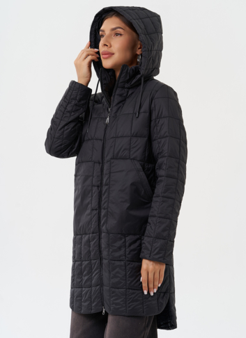 Стеганое пальто с капюшоном