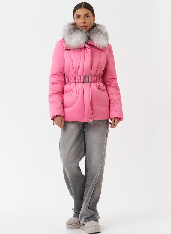 Пуховик с мехом чернобурки