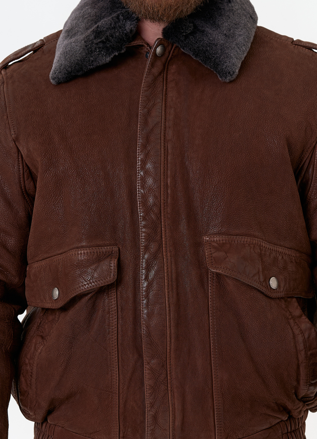 Куртка пилот из натуральной кожи с отделкой из овчины модель № 31658 универмаг малина