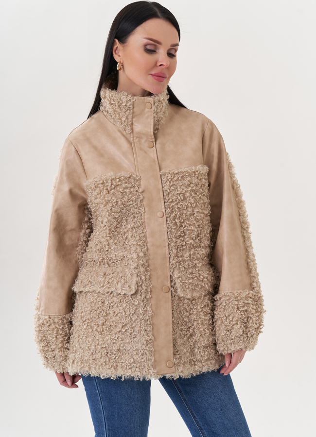 Комбинированный жакет из эко кожи модель № 26852 в кредит