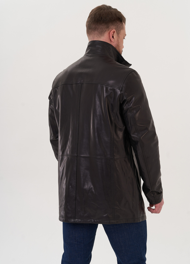 Удлиненная куртка из натуральной кожи модель № 26920 универмаг малина